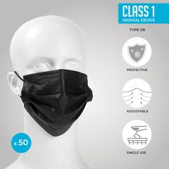 Vaultex BCM 3 Ply Disposable Non-Medical Mask, 50 pcs - Black - Slide 4