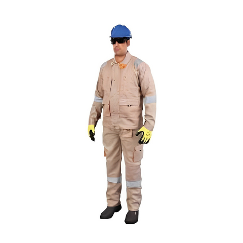 Vaultex CSO 100% Twill Pant & Shirt With Reflective - Beige