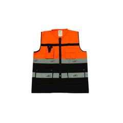 Vaultex DHT Executive Fabric Vest With Vaultex Reflective - Black & Orange - Slide 1