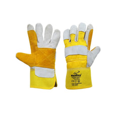 Vaultex DPX Double Palm Leather Gloves - Grey & Yellow - Slide 1