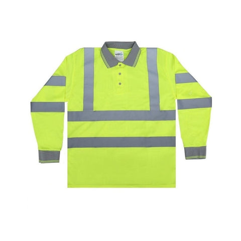 Vaultex EHM Full Sleeve Reflective Polo T-Shirt - Yellow & Grey