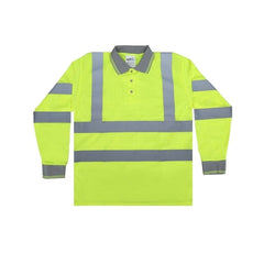 Vaultex EHM Full Sleeve Reflective Polo T-Shirt - Yellow & Grey - Slide 1