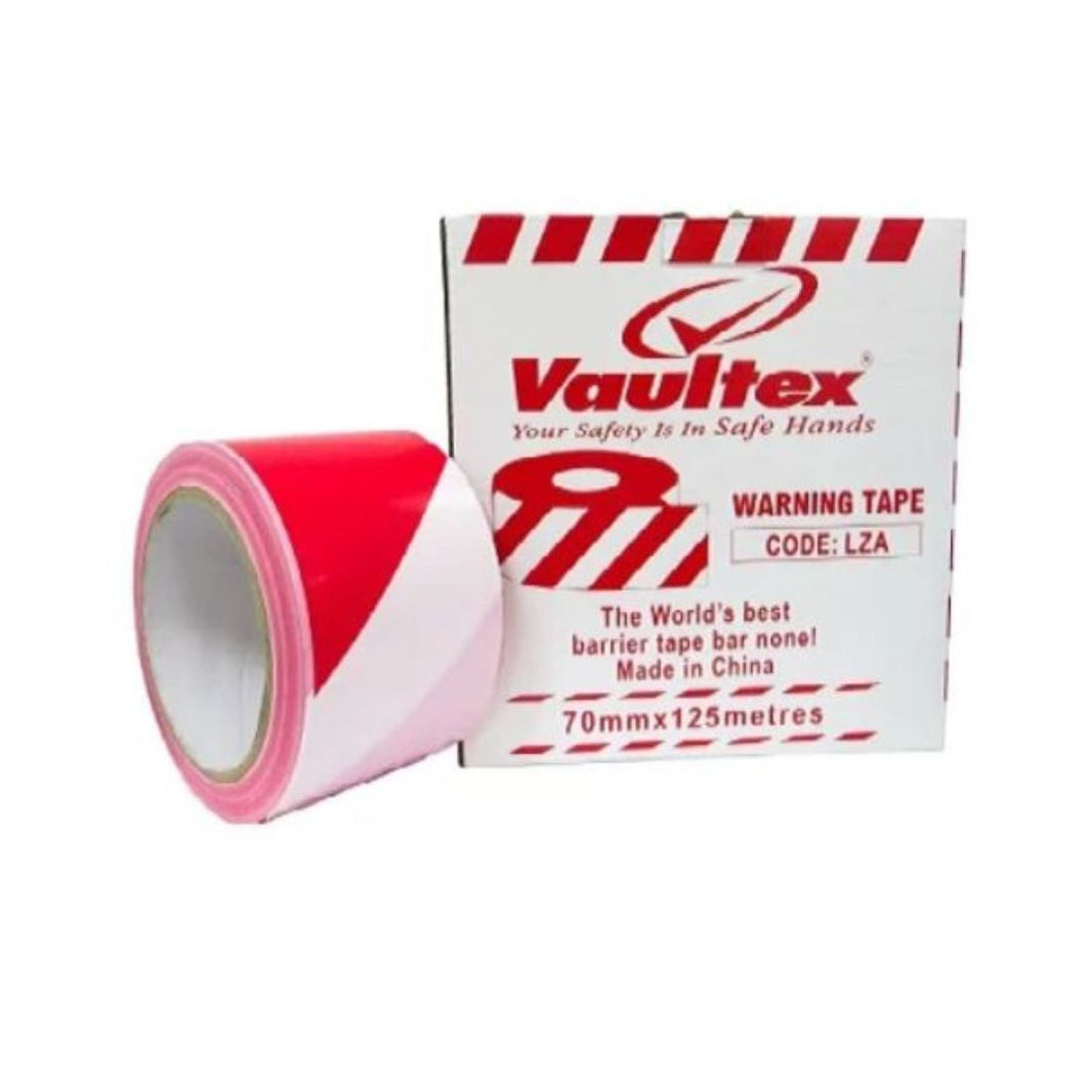 Vaultex LZA Warning Tape - Red & White, 70MM X 125 Meters