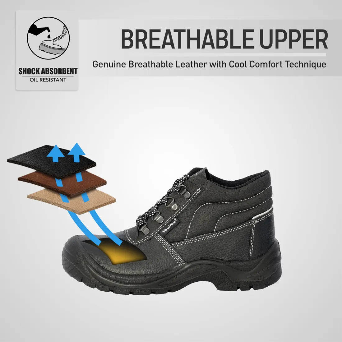 Vaultex PRI S1P High Ankle Safety Shoes - Black