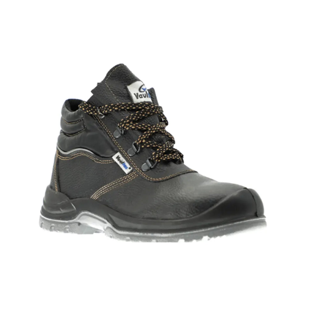 Vaultex SGK S3 High Ankle Leather Safety Shoes, Steel Toe - Black