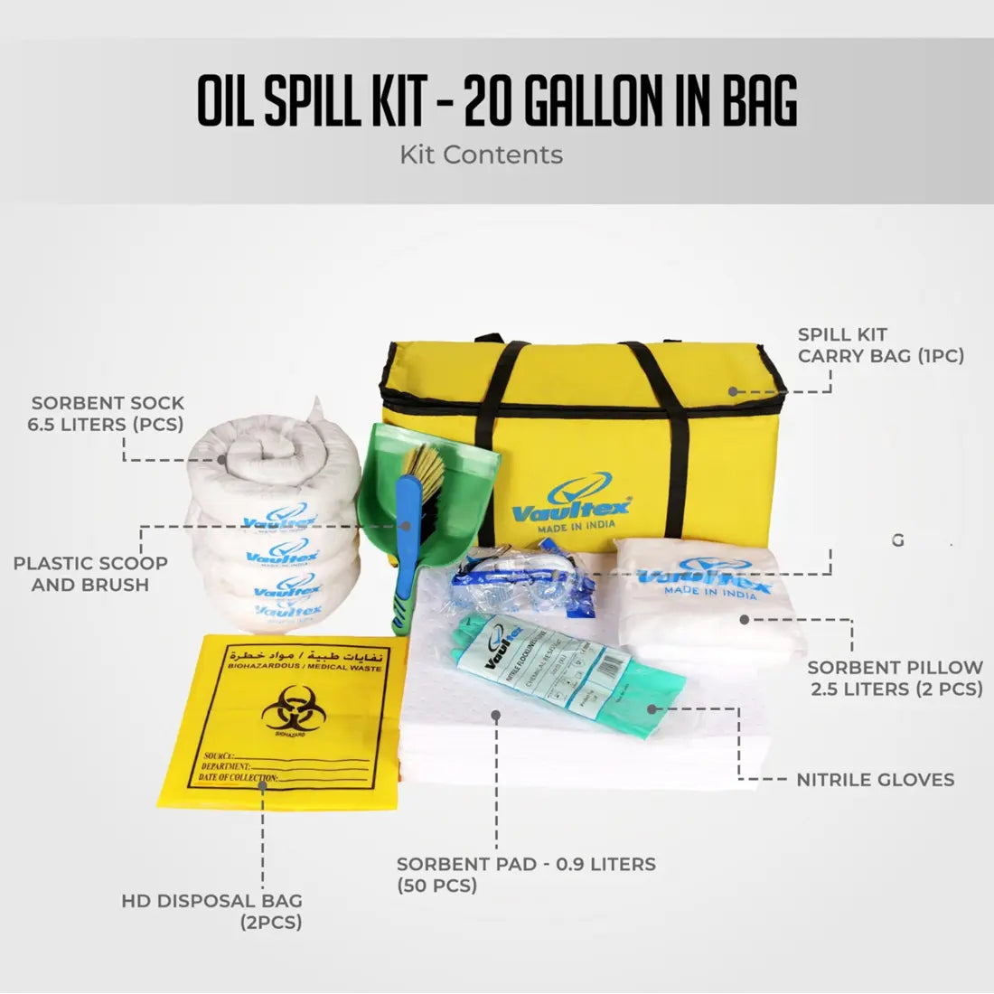 Vaultex TNU Oil Spill Kit Bag - 20 Gallons