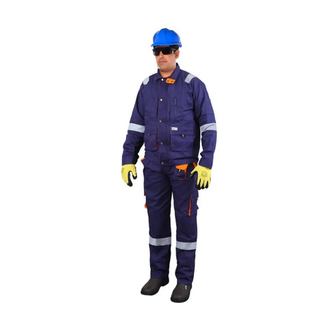 Vaultex TPF 100% Cotton Pant and Shirt with Reflective  - Navy Blue