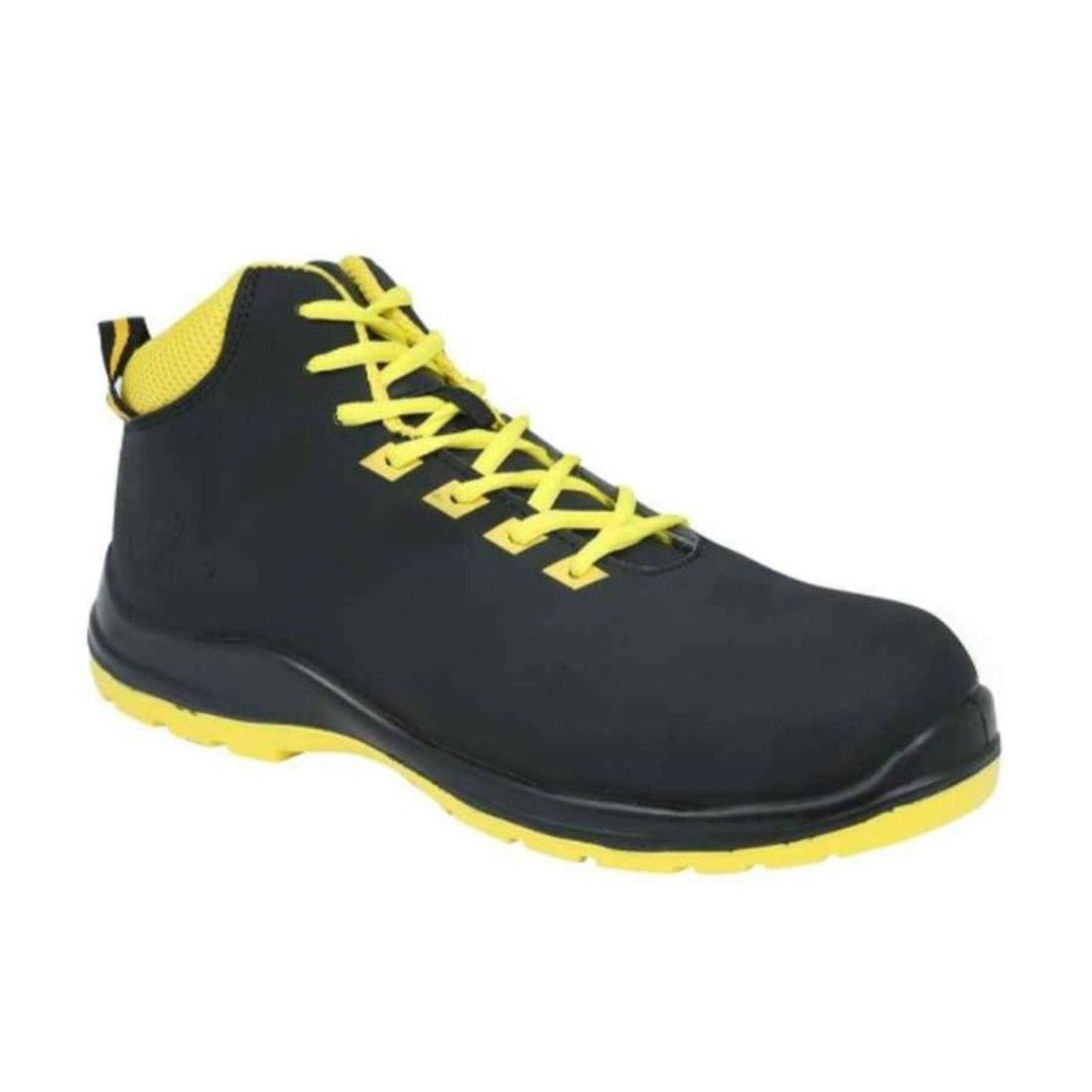 Vaultex TPS S3 High Ankle Steel Toe Safety Shoes - Black & Neon Yellow