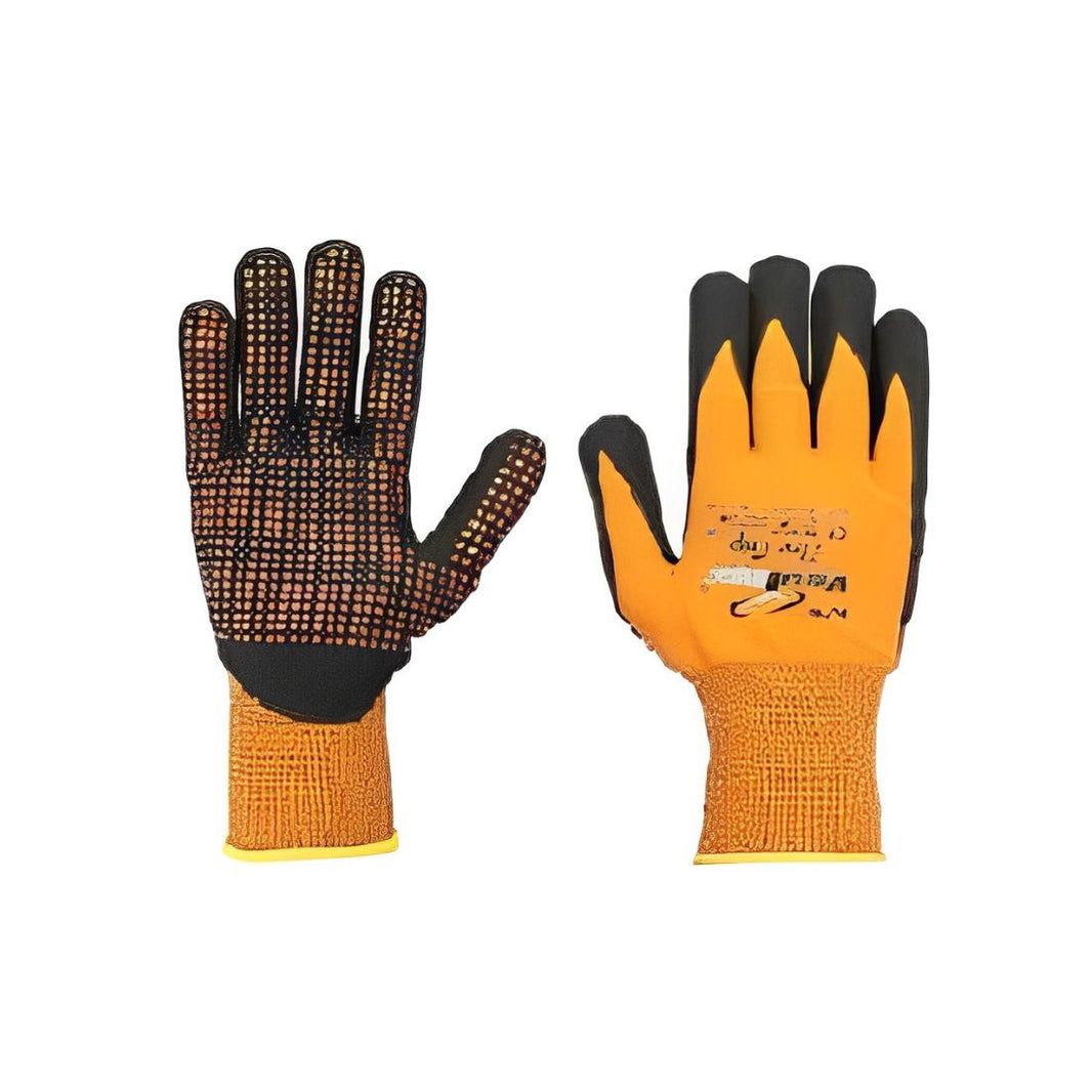 Vaultex USA Nitrile Dotted Micro Foam Coated Gloves Black Yellow