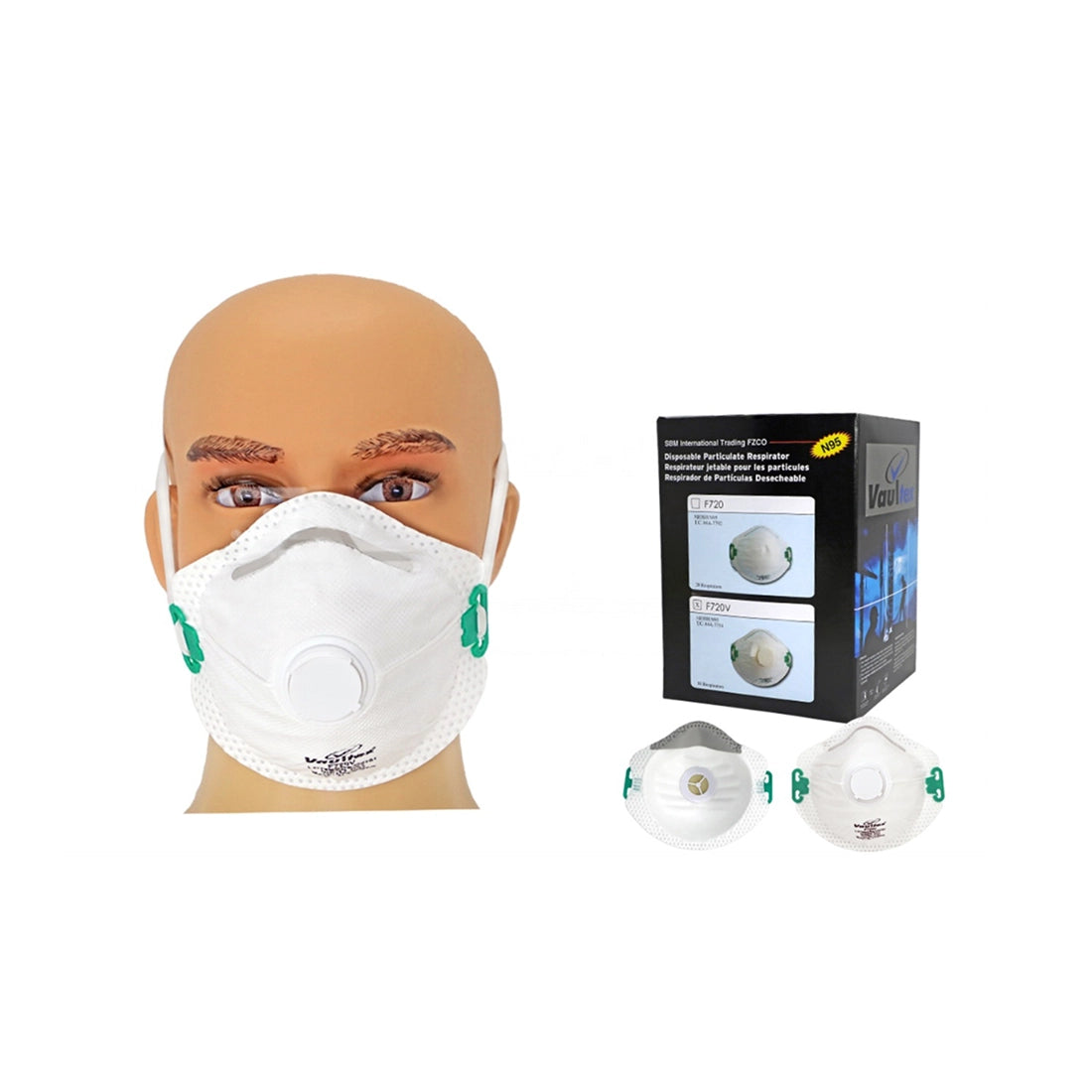 Vaultex VB1 N95 Disposable Particulate Respirator with Valve 10 pcs - White