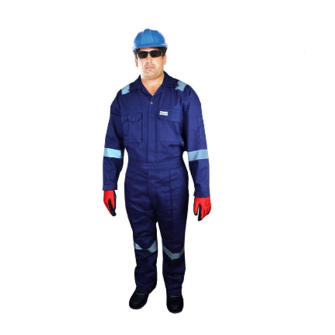 Vaultex VON 100% Cotton Coverall With Reflective  - Navy Blue