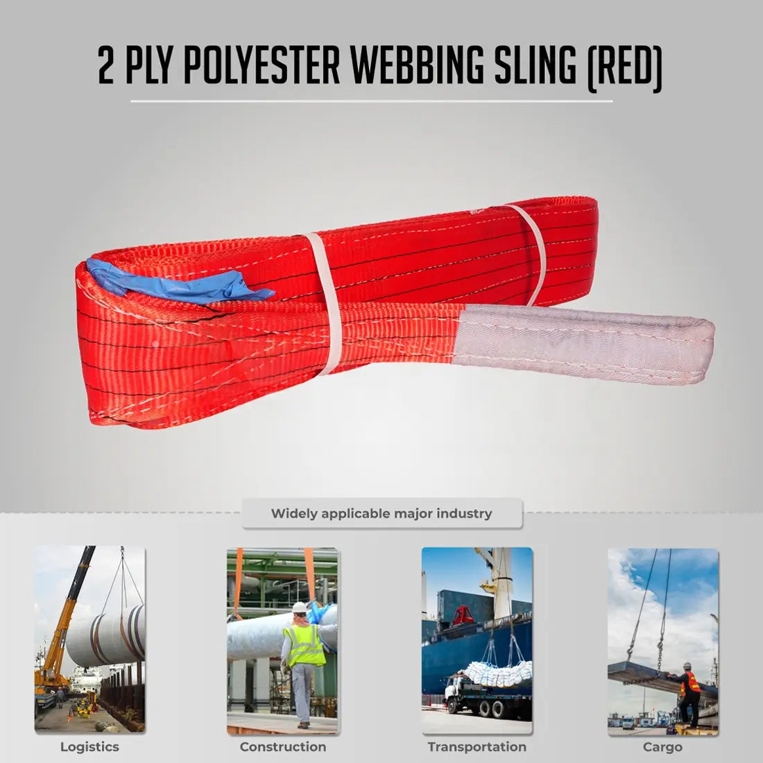 Vaultex FIR 2 Ply Polyester Webbing Sling - 7:1, Red