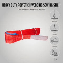 Vaultex FIR 2 Ply Polyester Webbing Sling - 7:1, Red - Slide 3