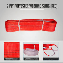 Vaultex FIR 2 Ply Polyester Webbing Sling - 7:1, Red - Slide 5