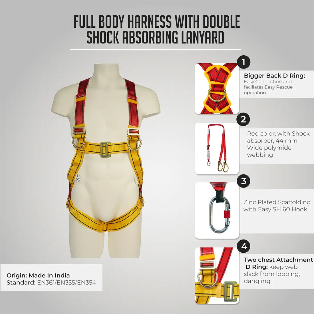 Vaultex OPB Full Body Harness with Double Shock Absorbing Lanyard