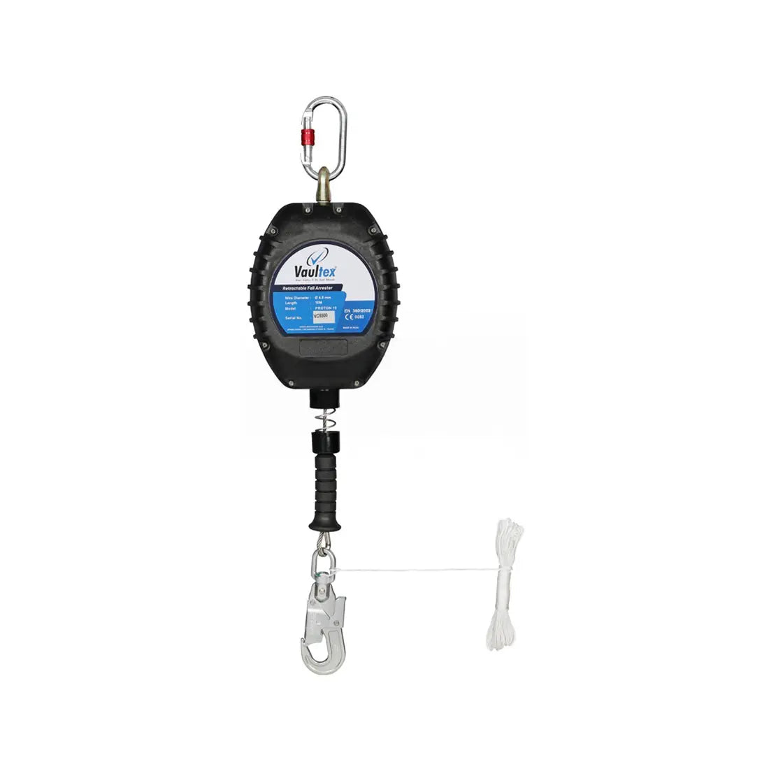 Vaultex ORV Retractable Fall Arrester 10 Mtrs - Black