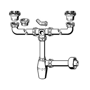 Viega PVC Bottle Double Trap 1-1/2 x 1-1/2 Inch - White