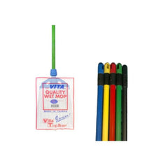 Vita Junior Cotton Wet Mop with Holder & Metal Handle 160gms - White - Slide 1