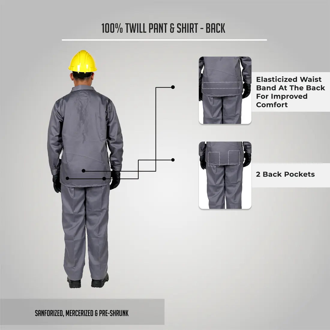 Workland ADG 100% Twill Pant & Shirt - Grey