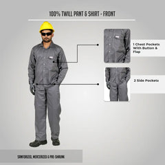 Workland ADG 100% Twill Pant & Shirt - Grey - Slide 5