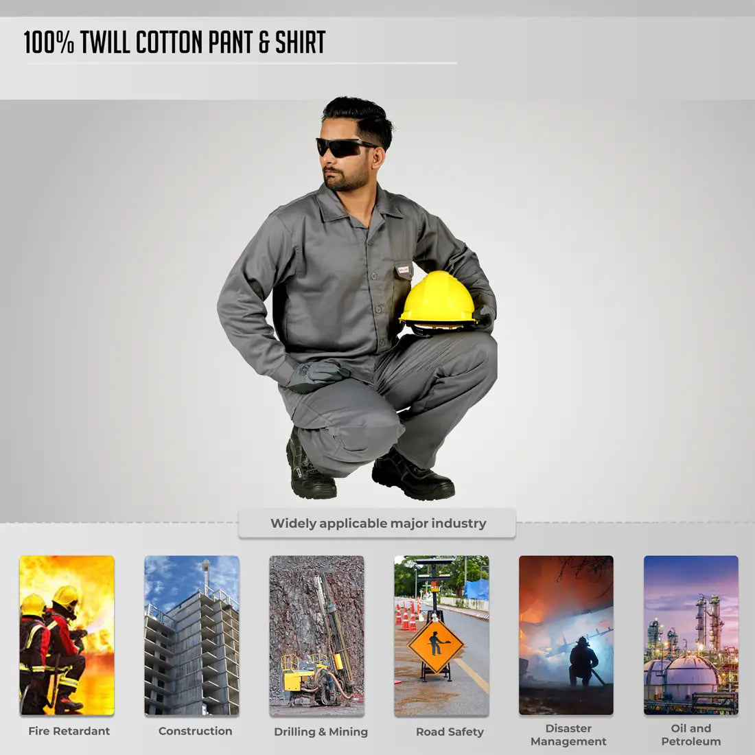 Workland ADG 100% Twill Pant & Shirt - Grey