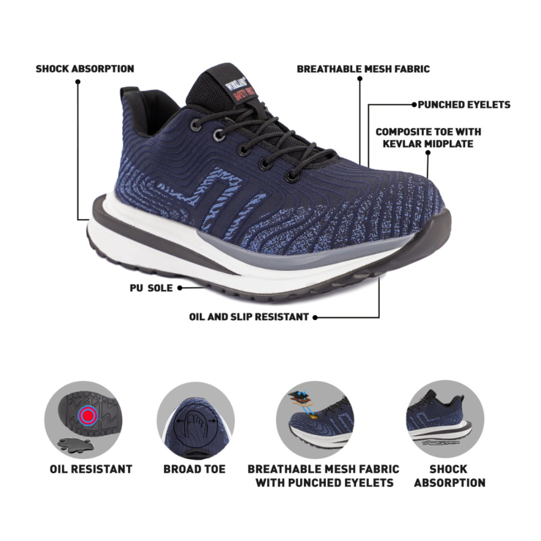 Workland DSP SBP Low Ankle Non-Metal Safety Shoe - Navy/Light blue