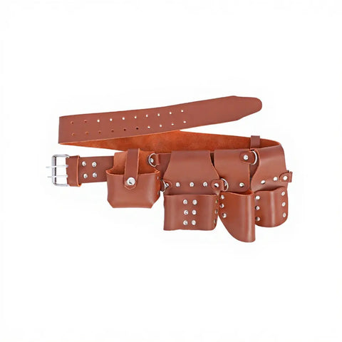 Workland GOF Premium Scaffolding Leather Belt with Multiple Tool Pockets
