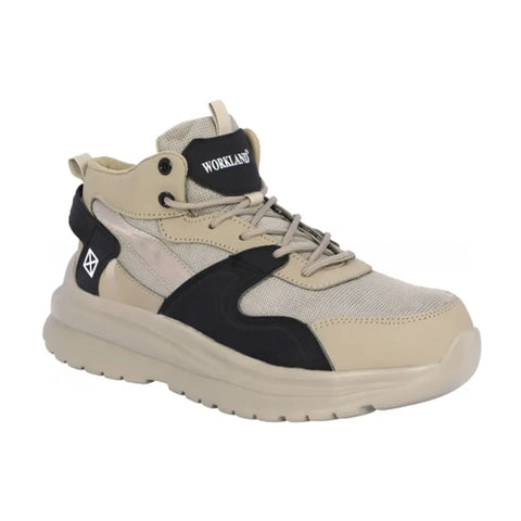 Workland YAK SBP Mid-Ankle Protective Safety Shoe - Beige & Black