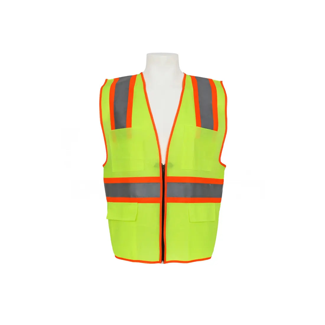 Workland WMA Reflective Fabric Vest with Zipper and Four Pockets - 180 GSM, Yellow