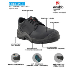 Zecchin PIC S1P HI CI SR Low Ankle Safety Shoes - Black - Slide 2