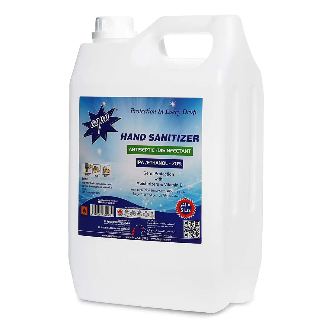 Aqua Hand Sanitizer 70% IPA - 5L