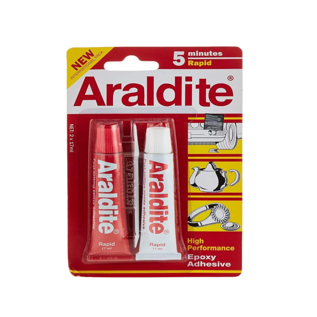 Araldite Rapid Epoxy Adhesive 17ml, 5 min - Red