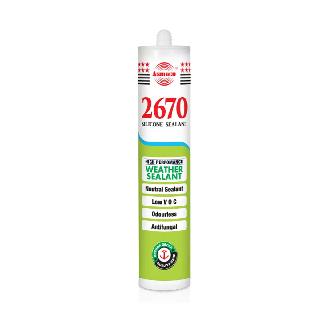 Asmaco 2670 Antifungal Weather Silicone Sealant, Neutral Clear