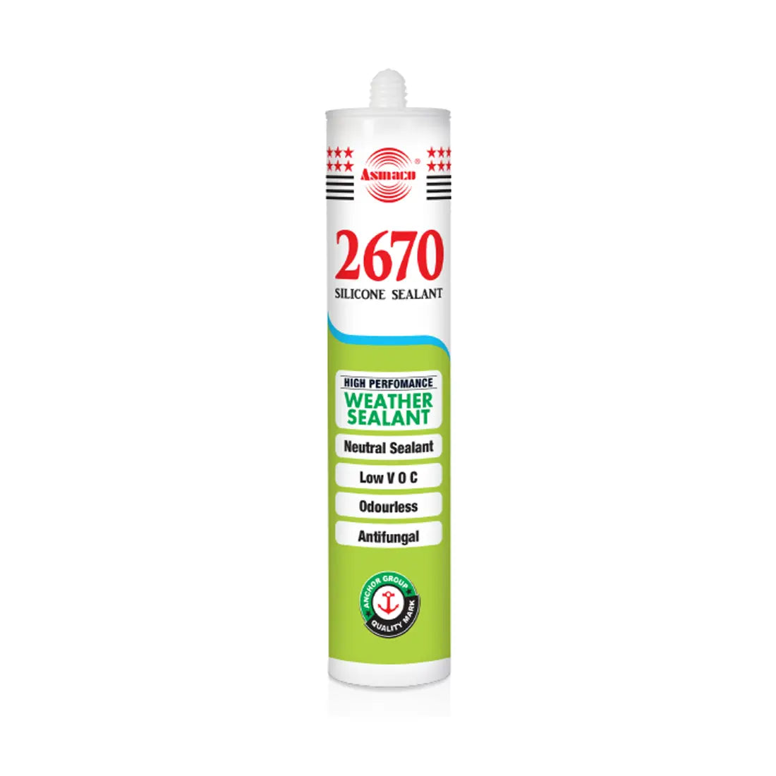 Asmaco 2670 Antifungal Weather Silicone Sealant, Neutral - Clear
