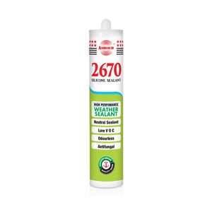 Asmaco 2670 Antifungal Weather Silicone Sealant, Neutral White