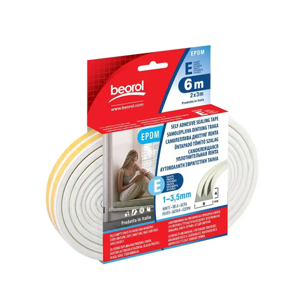 Beorol EBE6 Seal strip E-profile 6m - White