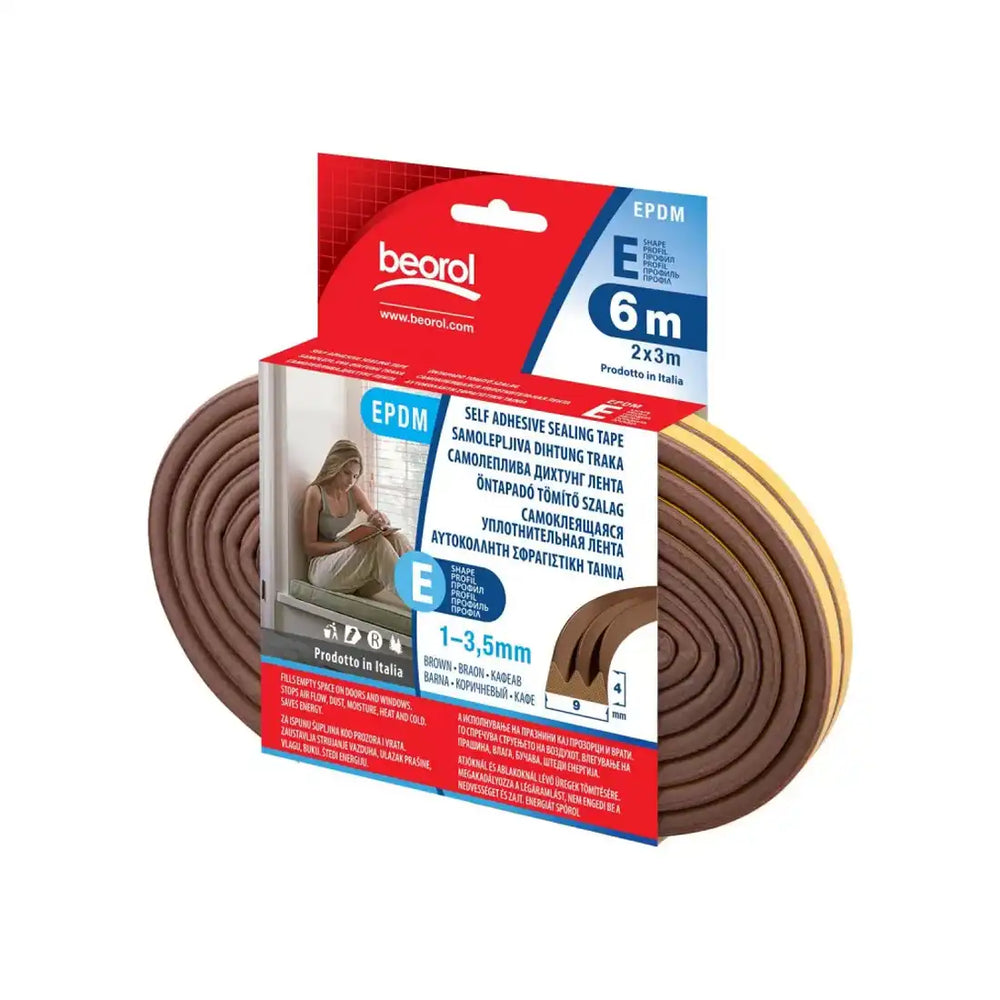 Beorol EBR6 Seal Strip E-Profile 6m - Brown