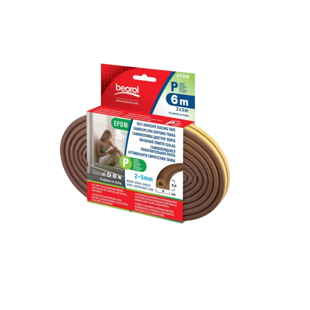 Beorol PBR6 Seal Strip P-Profile 6m - Brown