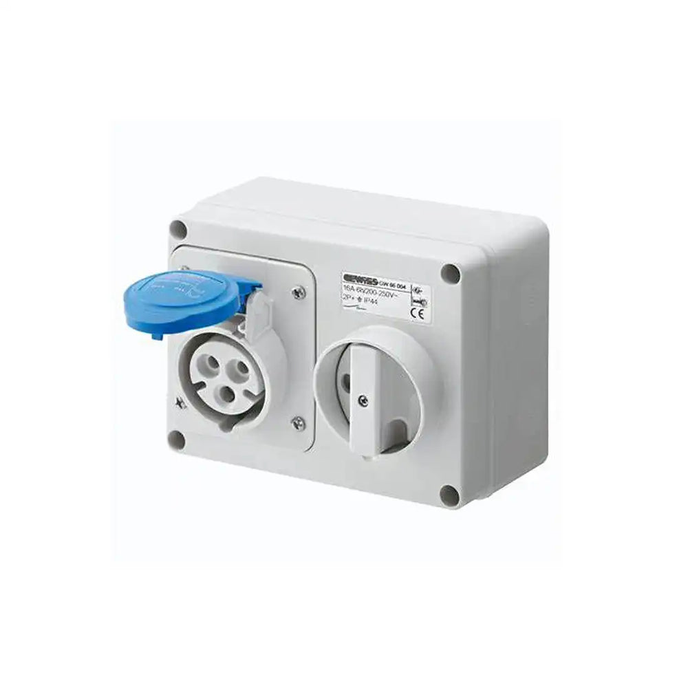 Gewiss GW66004 2Pin With Earth Interlocked Socket 16A - Blue