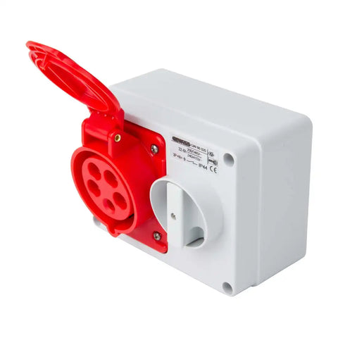 Gewiss GW66020 Interlocked Switch Socket 32A, 5P - Red