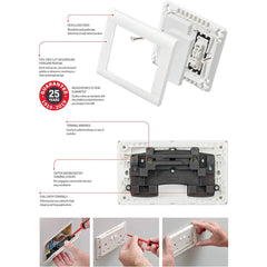MK Essentials MV2747WHI 13A 2G SP Switch Socket - White - Slide 4