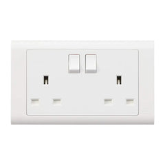 MK Essentials MV2747WHI 13A 2G SP Switch Socket - White - Slide 1