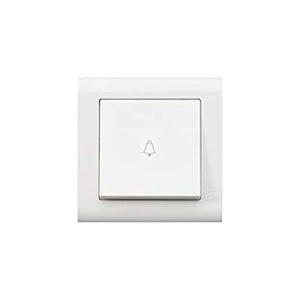 MK Essentials MV4778BWHI 10A 1G Push Switch with Bell Symbol, Wide Rocker