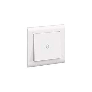 MK Essentials MV4778BWHI 10A 1G Push Switch with Bell Symbol, Wide Rocker
