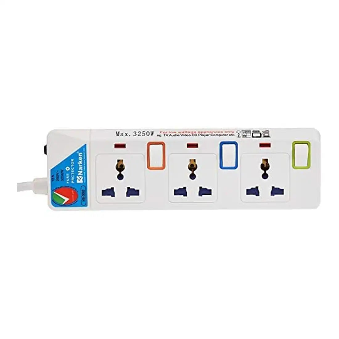 Narken NK-E103 3-Way Extension Cord 13A, 3m