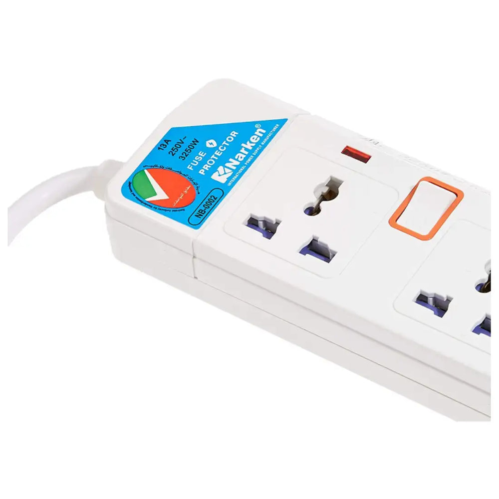 Narken NK-E104 4-Way Extension Cord 13A, 5m
