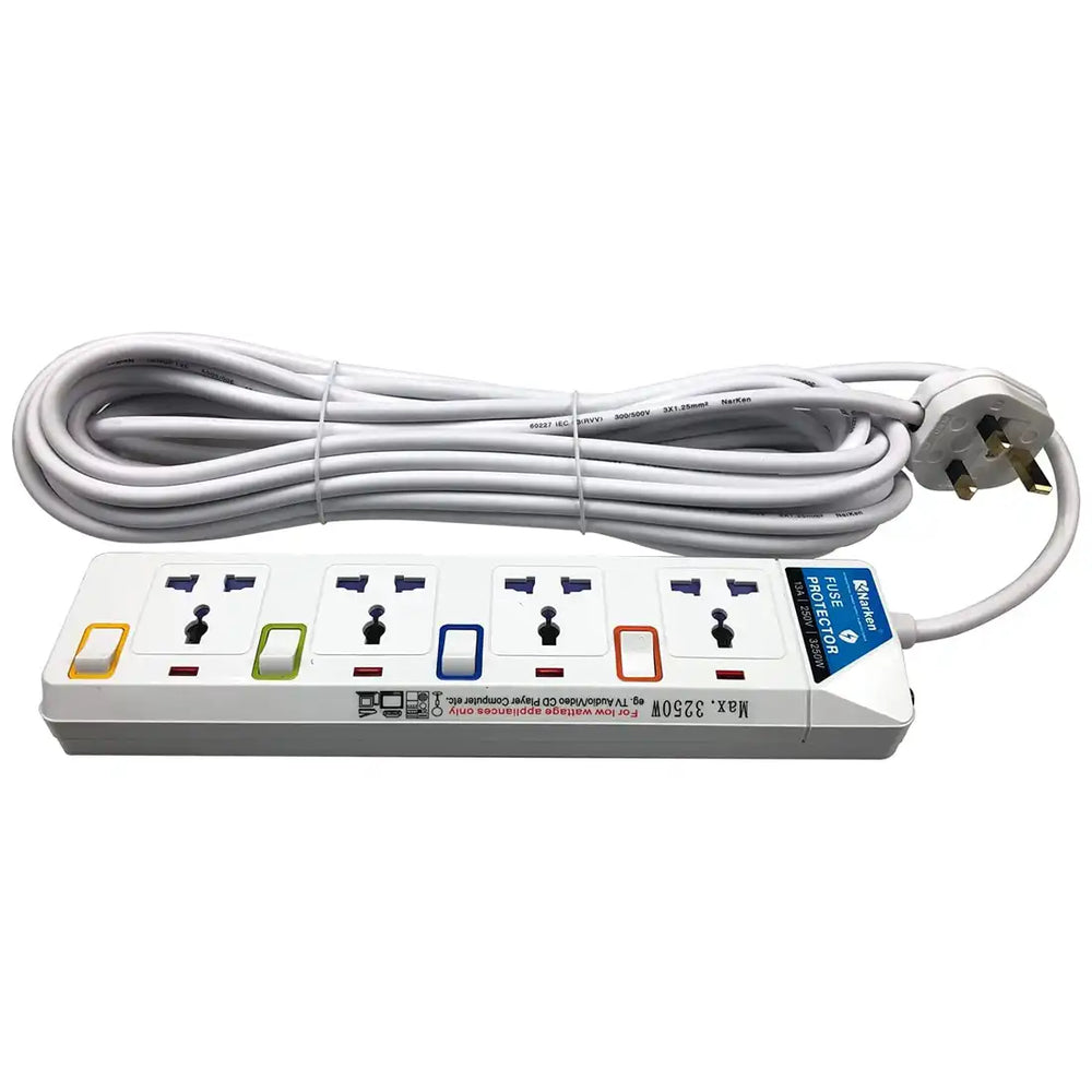 Narken TC-E4-10E 4-Way Extension Cord 13A, 10m