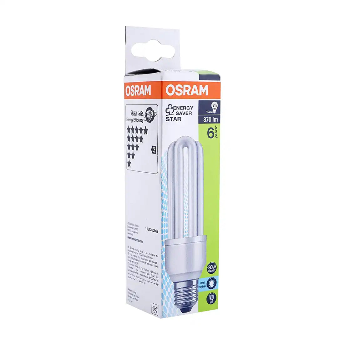 Osram Duluxstar CFL Bulb, Energy Saving Lamp 15W, 870lm, E27 - Cool Day Light