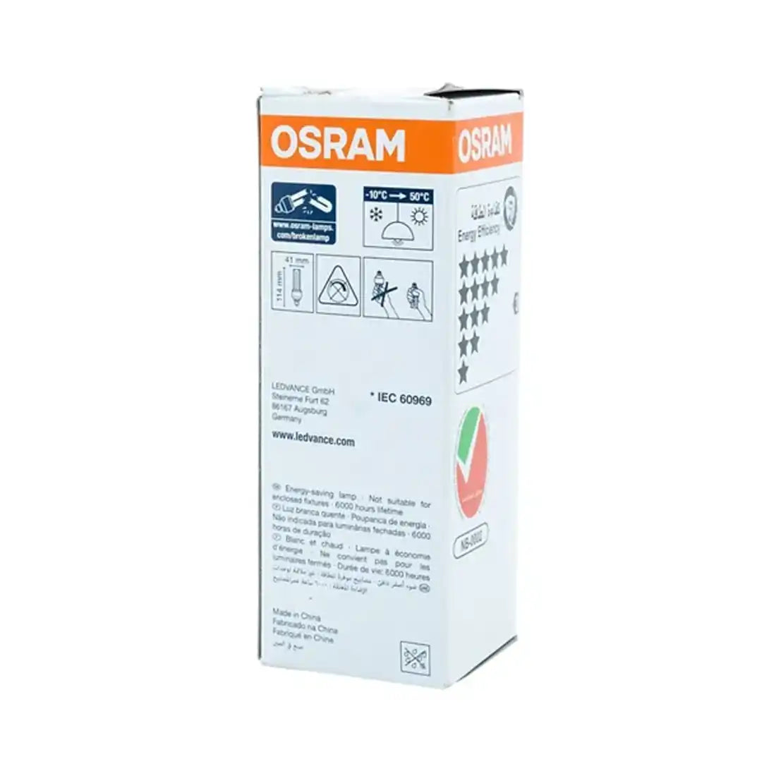 Osram Duluxstar CFL Bulb, Energy Saving Lamp 8W, 420lm, E27 - Warm White