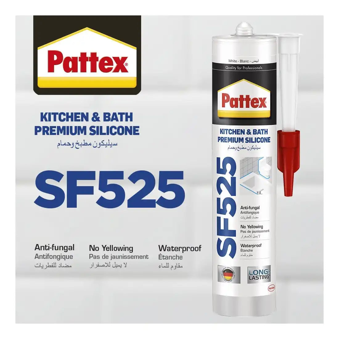 Pattex SF525 Kitchen & Bath Premium Silicone Sealant, 280ml - White